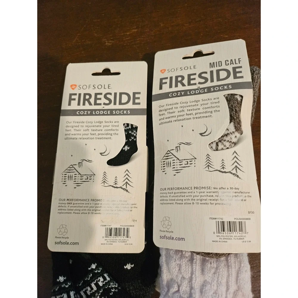 SofSole Fireside Socks Mens Womens OS Multi Color 2 Pair Bundle Cozy Lodge